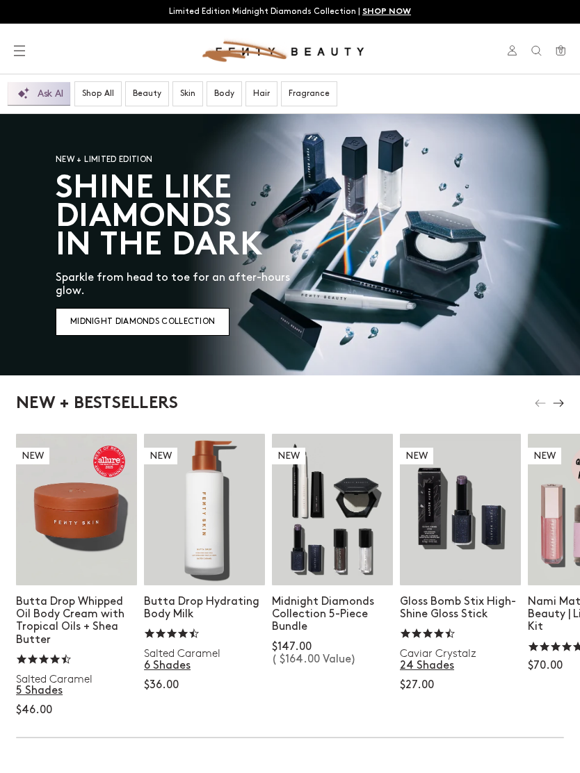 Fenty storefront on tablet