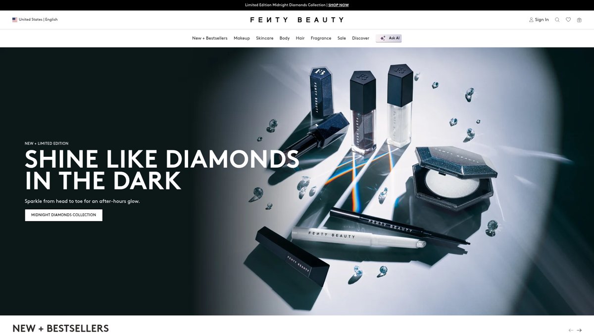 Fenty storefront on desktop